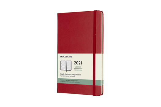 Calendar Moleskine 2021 Weekly Horizontal Planner, 12m, Large, Scarlet Red, Hard Cover (5 X 8.25) Book
