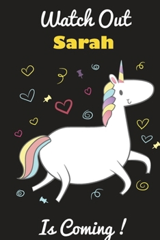 Paperback Sarah: Cute Unicorn - Personalized Blank Lined Journal Notebook Gift For Girls Book