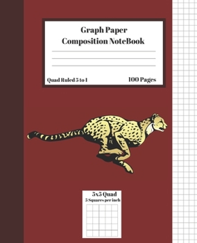 Paperback Graph Composition Notebook 5 Squares per inch 5x5 Quad Ruled 5 to 1 100 Sheets: Cute Funny Running Cheetah Gift Notepad / Grid Squared Paper Back To S Book