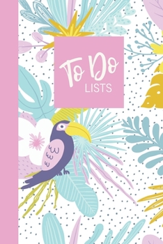 Paperback To Do Lists: Notebook with Daily Checklists - Cute Tropical Toucan and Botanical Cover Design in Purple and Aqua Book