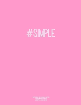 Notebook for Cornell Notes, 120 Numbered Pages, #SIMPLE, Pink Cover : For Taking Cornell Notes, Personal Index, 8. 5 X11 , Hashtag Series, Genius Edition