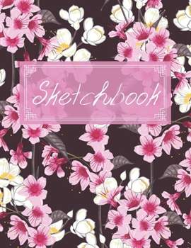 Paperback Sketchbook: Flowers Sketchbook, Pink Sakura Blossom Pattern, Large 8.5 x 11 inch, 110 Blank Pages Book