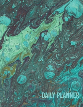 Daily Planner: Undated Daily Planner With Hourly Schedule, Goals, To Do List, Meal Tracker, Dotted Notes, Top Priorities Notebook Gift Elegant Green Watercolor Marble Design