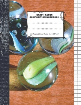 Graph Paper Composition Notebook: 110 Pages | Quad Ruled 4x4 | 8.5" x 11": Marbles Large Notebook with Grid Paper | Math Notebook For Students
