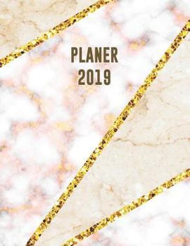 Planer 2019: Trendy Wochenplaner Blau Rosa Und Goldener Marmor Mit Mosaik-Linien Design Monatsplaner Mit Raum F�r Notizen