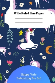 Cute Unicorn Theme Wide Ruled Line Paper