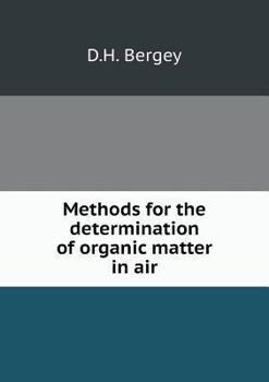 Paperback Methods for the determination of organic matter in air Book