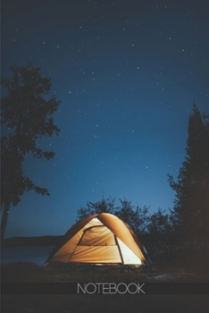 Notebook: Cozy camping tent under stars [110 pages]: Cozy camping tent under stars