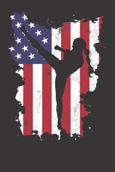 Paperback Notebook: Vintage 4th Of July USA Flag Kickboxing Dot Grid Dotted 6x9 120 Pages Book