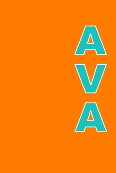 Paperback Ava: A 6x9 Lined Journal (Aqua Print on an Orange Background) Book