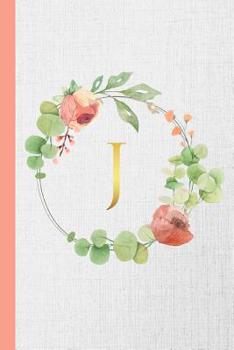J: Monogram Initial Composition Notebook Gold & Botanical Personalized Notebook for Girls & Women