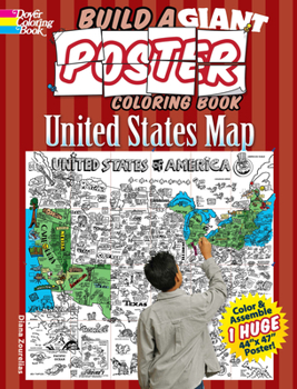 Paperback Build a Giant Poster Coloring Book -- United States Map Book