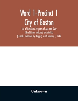 Ward 1-Precinct 1; City of Boston; List of Residents 20 years of Age and Over (Non-Citizens Indicated by Asterisk) (Females Indicated by Dagger) as of