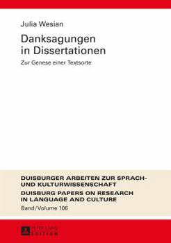 Hardcover Danksagungen in Dissertationen: Zur Genese einer Textsorte [German] Book