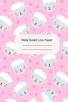 Cute Baby Sheep Theme Wide Ruled Line Paper