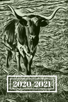 Paperback Black & White Long Horn Steer Dated Calendar Planner 2 years To-Do Lists, Tasks, Notes Appointments: Cows & Cattle Small Pocket/Purse Size at-A-Glance Book