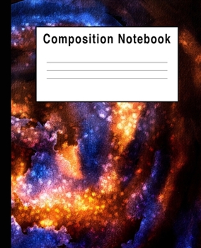 Paperback Composition Notebook: Red Blue Swirl Watercolor Art Splats Book