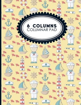 Paperback 6 Columns Columnar Pad: Columnar Pad, Accounting Ledger Pad, Financial Ledger Book, Cute Navy Cover, 8.5" x 11", 100 pages Book