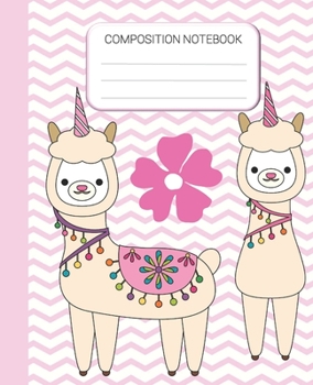 Paperback Composition Notebook: Llamacorn Wide Ruled Notebook, School Notebook, 7.5 x 9.25 Inches Home School Notebook, Pink Llamacorn Writing Noteboo Book