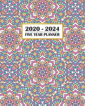 Paperback 2020-2024 Five Year Planner: Cool Colored Peaceful Mandala - 60 Month Calendar and Log Book - Business Team Time Management Plan - Agile Sprint - M Book