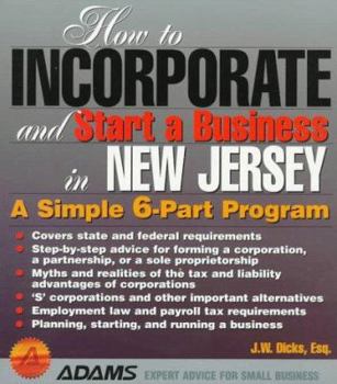 Paperback How to Incorporate-New Jersey Book