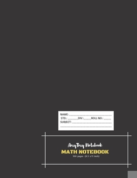 Paperback Math Notebook - AmyTmy Notebook - 100 pages - 8.5 x 11 inch - Matte Cover Book