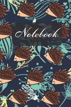 Paperback Notebook: Cute Hedgehog And Leaves (Navy Blue Cover) Diary / Notes / Track / Log / Journal, Book Gifts For Women Men Kids Teens Book