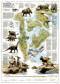 Map National Geographic Dinosaurs of North America Wall Map (22.25 X 30.5 In) Book