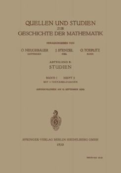 Paperback Quellen Und Studien Zur Geschichte Der Mathematik [German] Book