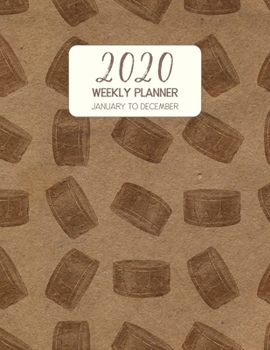 2020 Weekly Planner January to December: Dated Diary With To Do Notes & Inspirational Quotes - Bass Drum (Vintage Music Calendar Planners)