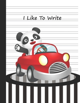 Paperback I Like To Write: Double Line Notebook For Kids -Race Car Panda Book