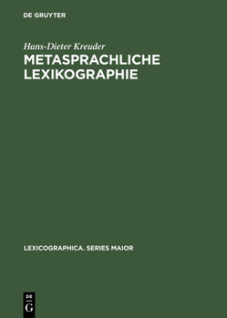 Hardcover Metasprachliche Lexikographie [German] Book