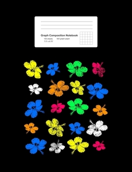 Graph Composition Notebook: Math, Physics, Science Exercise Book - Floral Hibiscus Pattern Tropical Flower Plant Lover Gift - Black 5x5 Graph Paper - Back To School Gift For Kids, Teens, Boys, Girls -