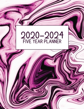 2020-2024 Five Year Planner: Jan 2020-Dec 2024, 5 Year Planner, pink, black marble digital paper cover, featuring 2020-2024 Overview, daily, weekly, ... list, reminders, and goals. 8.5" X 11" sized.