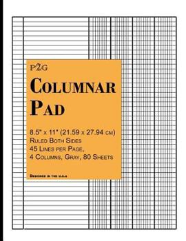 Columnar Pad: 8.5" X 11" (21.59 X 27.94 CM) Ruled Both Sides, 45 Lines Per Page, 4 Columns, Gray Shaded, 80 Sheets,160 Pages, Orange