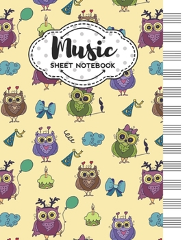 Paperback Music Sheet Notebook: Blank Staff Manuscript Paper with Owl Themed Cover Design Book