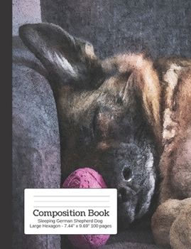 Paperback Composition Book Sleeping German Shepherd Dog - Large Hexagon: Student Exercise Book