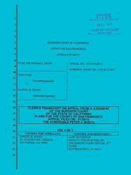 Paperback Sloan vs. Ware and Bank of America Clerk's Transcript on Appeal Vol. 1 Book