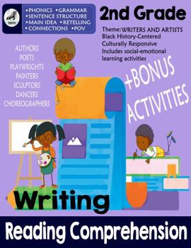 Paperback 2nd Grade Reading Comprehension and Writing Skills: Second Grade Workbook-Ages 6-8, Sentence and Story Structure, Grammar, Parts of Speech, Phonics, ... (Learning with a Black History Twist Vol1) Book