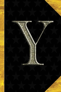 Y: Black with Gold Classic Vintage theme | Personalized College Lined Notebook Journal | Diary & Note Taking |Initial Monogram Glitters Letter Star ... Travel Size | Gift for Friends Coworkers