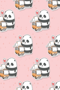 K�tzchen mit Pandas und Bus Notizbuch: niedliches Notizbuch modernes und auff�lliges Notizbuch kariert 120 karierte Seiten Din A5 perfekt als Notizheft, Tagebuch und Journal Geschenk mit Katze und Pan