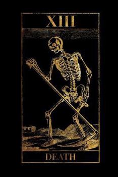Death: Vintage Death Tarot Card - Black and Gold - College Ruled Lined Pages