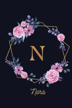 Nora: Monogram Initial Personalized Notebook Journal Gift For Girls And Women - Pink Floral