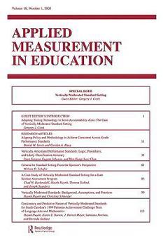 Paperback Vertically Moderated Standard Setting: A Special Issue of applied Measurement in Education Book
