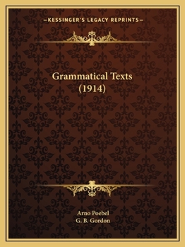 Paperback Grammatical Texts (1914) Book