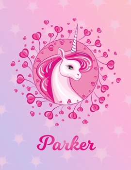 Paperback Parker: Unicorn Large Blank Primary Sketchbook Paper - Pink Purple Magical Horse Personalized Letter P Initial Custom First Na Book