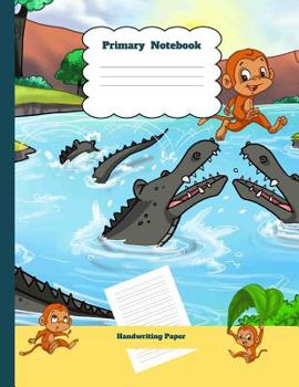 Primary Notebook Handwriting Paper : Crocodile Theme Dashed Mid Line School Exercise Book Plus Sketch Pages for Boys and Girls
