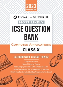 Paperback Oswal - Gurukul Computer Applications Most Likely Question Bank: ICSE Class 10 For 2023 Exam Book