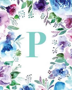 Paperback P: Watercolor Floral, 150 Pages, 8" x 10" Book