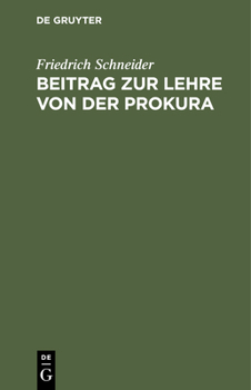 Hardcover Beitrag Zur Lehre Von Der Prokura [German] Book